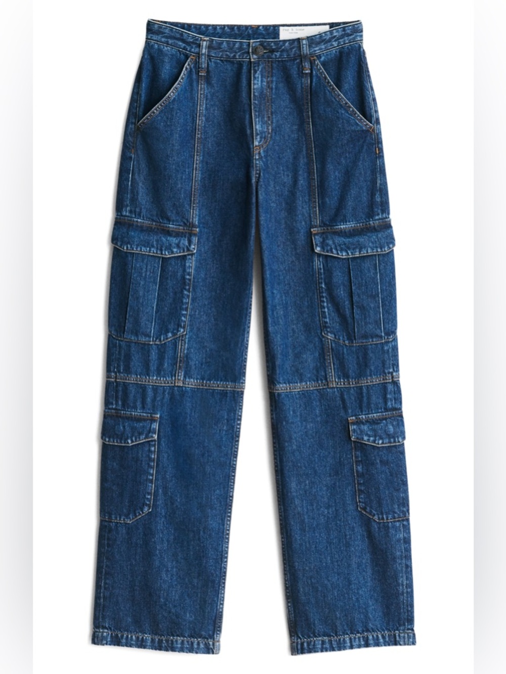 RAG & BONE Wide Leg Cargo Jeans Relaxed High Rise Cotton Blue Utility Women’s 27
